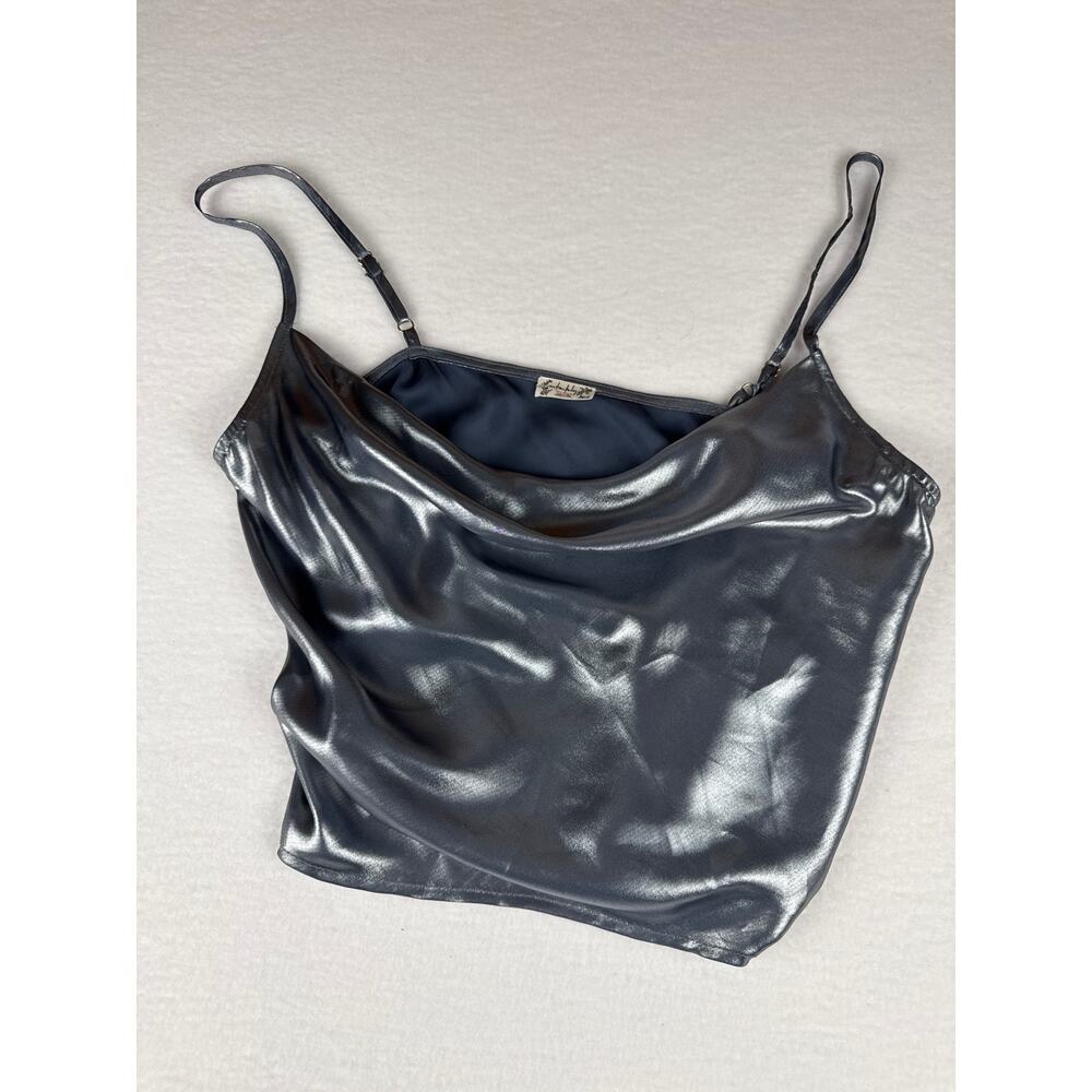 Free people intimately metallic gray cowl crop satin size S